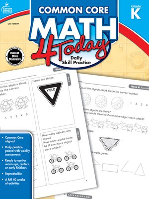 cover image of Common Core Math 4 Today, Grade K